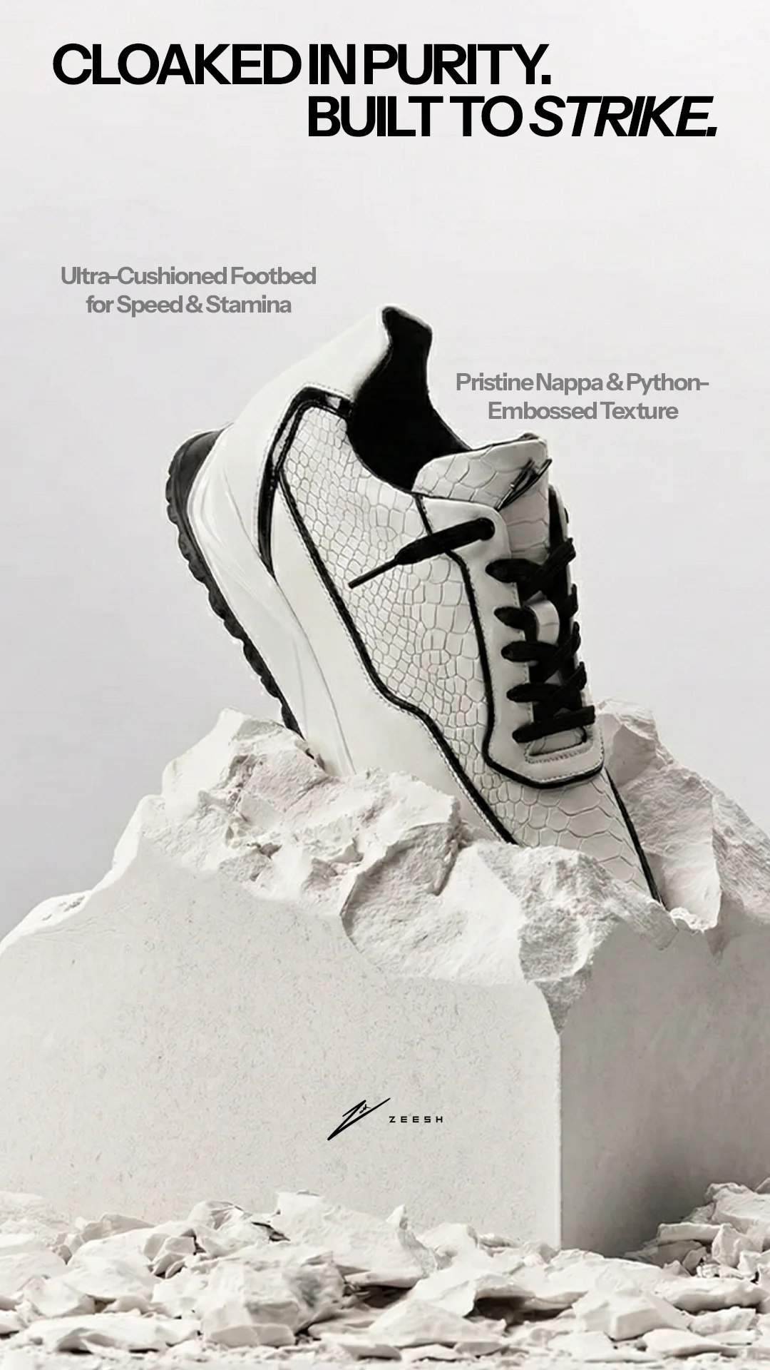 Static ad creative: "Built to strike."